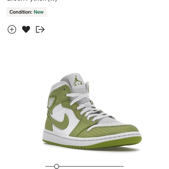 Women’s Air Jordan 1Mid SE, color: Green Python White - Picture 2 of 5